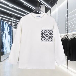 Loewe White Long Sleeve Tee with Gray Logo